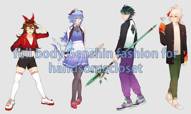 full body Genshin fashion illustration for handsomecloset